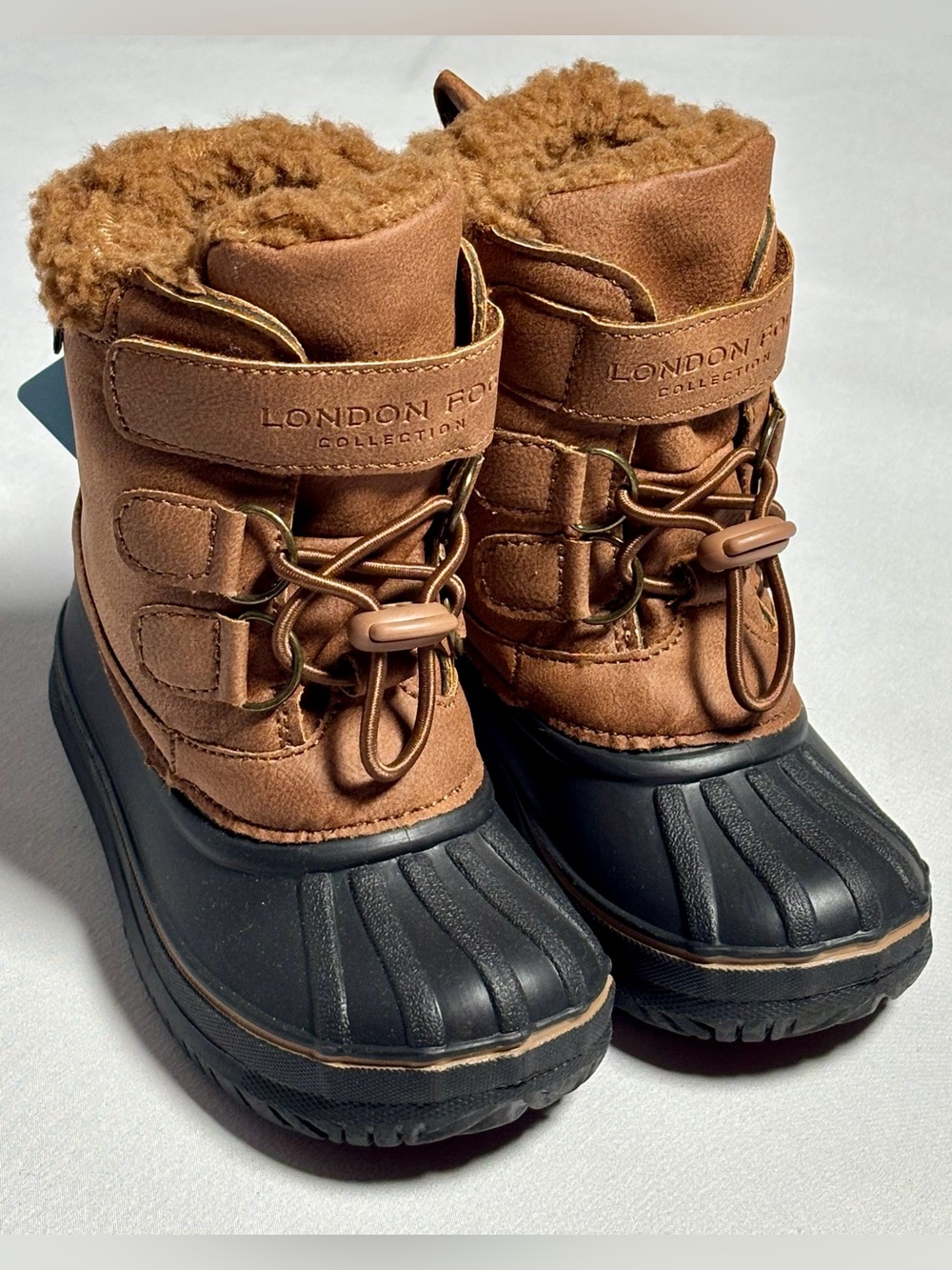 London Fog Lined Winter Snow Boots Toddler Size 6 Brown Black New w Tags - Picture 1 of 6